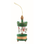 Houten carrouselhanger om in de kerstboom te hangen kleur groen zesde weergave