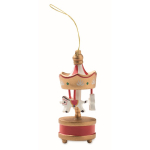 Houten carrouselhanger om in de kerstboom te hangen kleur goud zesde weergave