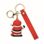 Plastic sleutelhanger met kerstmanfiguur en ring om op te hangen kleur rood tweede weergave