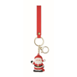 Plastic sleutelhanger met kerstmanfiguur en ring om op te hangen kleur rood vierde weergave