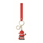 Plastic sleutelhanger met kerstmanfiguur en ring om op te hangen kleur rood vijfde weergave