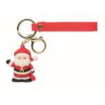 Plastic sleutelhanger met kerstmanfiguur en ring om op te hangen kleur rood zesde weergave