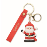 Plastic sleutelhanger met kerstmanfiguur en ring om op te hangen kleur rood hoofdweergave