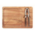 Notenkrakerset en acaciahouten schaal voor een relatiegeschenk kleur hout vijfde weergave