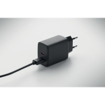 EU-wandlader met USB-A- en USB-C-poort, snelladen 65W kleur zwart