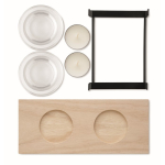 Decoratieve kaarsenhouder met standaard voor 2 kaarsen kleur hout