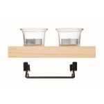 Decoratieve kaarsenhouder met standaard voor 2 kaarsen kleur hout vijfde weergave