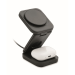 Opvouwbaar 3-in-1 draadloos laadstation met USB-C ingang 15 W kleur zwart tweede weergave