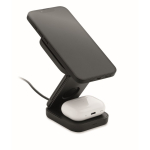 Opvouwbaar 3-in-1 draadloos laadstation met USB-C ingang 15 W kleur zwart derde weergave