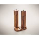 Set acaciahouten zout- en pepermolens met basis kleur hout foto bekijken vierde weergave