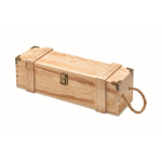 Versterkte houten kist met koordhandvat voor een wijnfles kleur hout vierde weergave