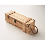 Versterkte houten kist met koordhandvat voor een wijnfles kleur hout foto bekijken vijfde weergave