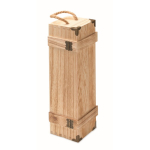 Versterkte houten kist met koordhandvat voor een wijnfles kleur hout zevende weergave