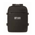 Reisrugzak van RPET-polyester met laptopvak 20L kleur zwart weergave met bedrukking
