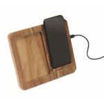 Houten draadloze oplader met telefoonhouder, fotolijst kleur hout tweede weergave
