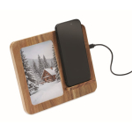 Houten draadloze oplader met telefoonhouder, fotolijst kleur hout