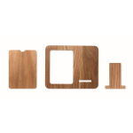 Houten draadloze oplader met telefoonhouder, fotolijst kleur hout zesde weergave