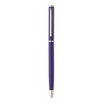 Gerecyclede aluminium pen met chromen clip kleur blauw derde weergave