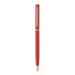 Gerecyclede aluminium pen met chromen clip kleur rood derde weergave