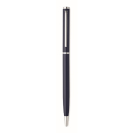 Gerecyclede aluminium pen met chromen clip kleur marineblauw derde weergave