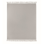 Deken met franjes van gerecycled katoen, met lint 400 g/m² kleur beige vierde weergave