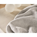 Deken met franjes van gerecycled katoen, met lint 400 g/m² kleur beige sfeervolle weergave