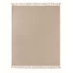 Deken met franjes van gerecycled katoen, met lint 400 g/m² kleur wit/grijs vierde weergave