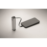Powerbank van gerecycled aluminium met kabel, 5.000mAh kleur mat zilver foto bekijken vierde weergave