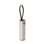 Powerbank van gerecycled aluminium met kabel, 5.000mAh kleur mat zilver weergave met bedrukking