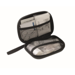 3-in-1 noodkit met AM/FM-radio en ledzaklamp in koeltas kleur zwart