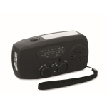 3-in-1 noodkit met AM/FM-radio en ledzaklamp in koeltas kleur zwart