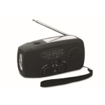 3-in-1 noodkit met AM/FM-radio en ledzaklamp in koeltas kleur zwart