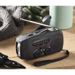 3-in-1 noodkit met AM/FM-radio en ledzaklamp in koeltas kleur zwart vierde sfeervolle weergave
