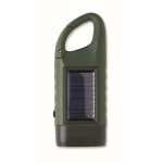 Stevige kunststof zaklamp met 3 leds, zonnepaneel en handdynamo kleur donkergroen zevende weergave