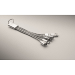 Aluminium sleutelhanger met 5-in-1 laadkabel kleur zilver foto bekijken tweede weergave