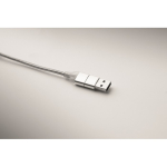 Aluminium sleutelhanger met 5-in-1 laadkabel kleur zilver