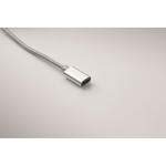 Aluminium sleutelhanger met 5-in-1 laadkabel kleur zilver