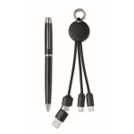 Geschenkset met metalen pen en sleutelhanger kleur zwart tweede weergave