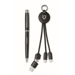 Geschenkset met metalen pen en sleutelhanger kleur zwart hoofdweergave tweede weergave