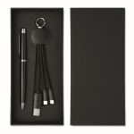 Geschenkset met metalen pen en sleutelhanger kleur zwart zesde weergave