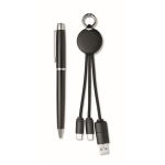 Geschenkset met metalen pen en sleutelhanger kleur zwart