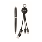 Geschenkset met metalen pen en sleutelhanger kleur zwart weergave met bedrukking