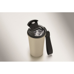 Thermische beker met handvat en lekvrije sluiting 400 ml kleur beige foto bekijken tweede weergave