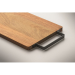 Snijplank van acaciahout met comfortabele RVS handgreep kleur hout foto bekijken vijfde weergave