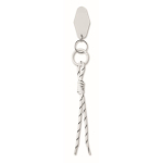 Sleutelhanger van gevlochten polyesterkoord met label en ring kleur wit tweede weergave