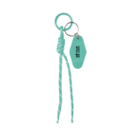 Sleutelhanger van gevlochten polyesterkoord met label en ring kleur mintgroen weergave met bedrukking