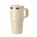 Thermosbeker met deksel en rietje 500ml kleur beige tweede weergave