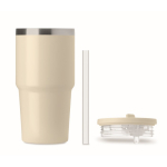 Thermosbeker met deksel en rietje 500ml kleur beige zevende weergave