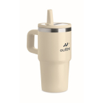 Thermosbeker met deksel en rietje 500ml kleur beige hoofdweergave