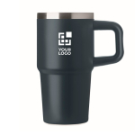 Thermosbeker met deksel en rietje 500ml kleur marineblauw weergave met bedrukking